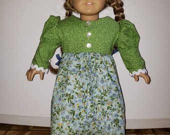 1800's Colonial style spencer jacket and gown set for 18 inch dolls like American Girl dolls