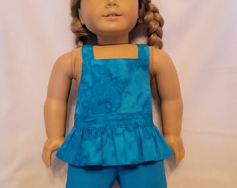SALE Bibbed summer top and shorts set for 18 inch dolls like American Girl dolls