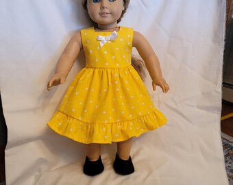 Ruffled cheery yellow sundress for 18 inch dolls like American Girl dolls