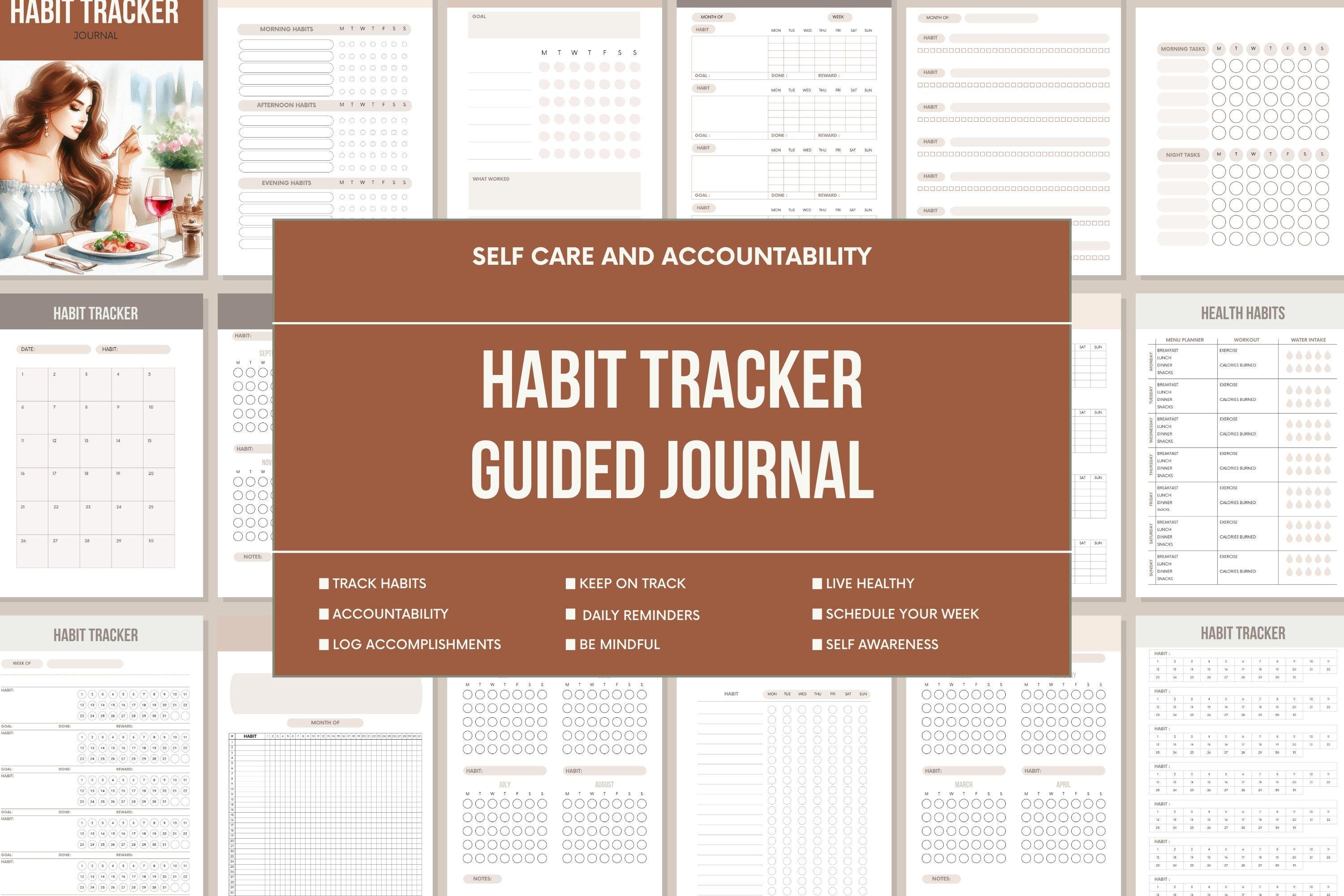 Habit Tracker Printable Journal and Workbook for Daily Goals Weekly and ...
