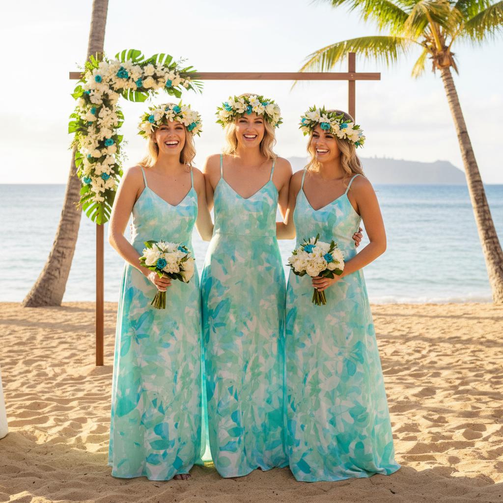 Sleeveless Women's Anderson Aqua Floral V-neck Maxi Dress With Spaghetti Straps Bridesmaid