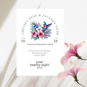 Tropical Wedding Invitation Template Digital Download Printable Invite