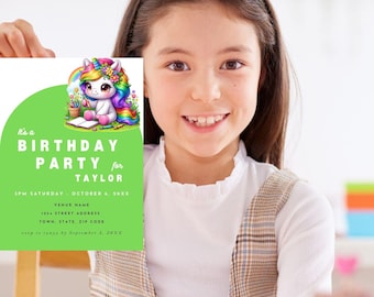Unicorn Birthday Invitation Digital Download Printable Invite