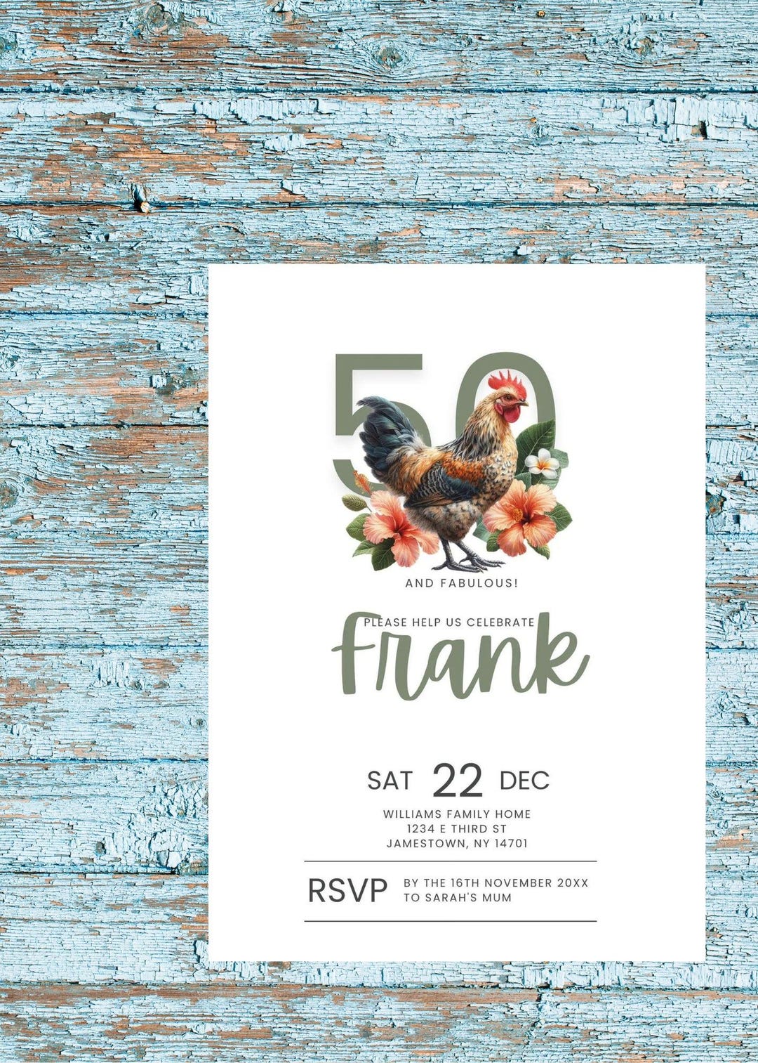 Chicken Birthday Invitation Farmyard Template Digital Download ...