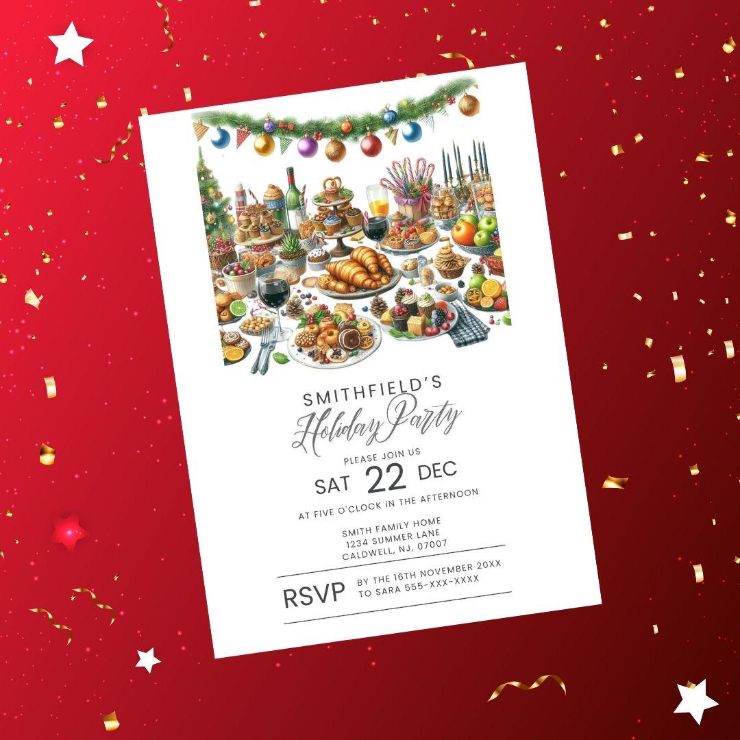 Editable Work Holiday Party Invitation Canva Template Digital