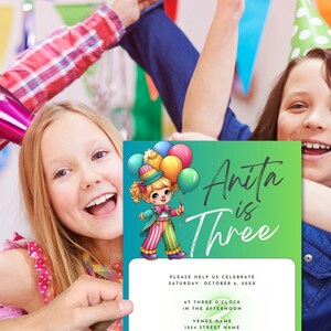 Circus Birthday Invitation Digital Download Printable Editable Clown Invite