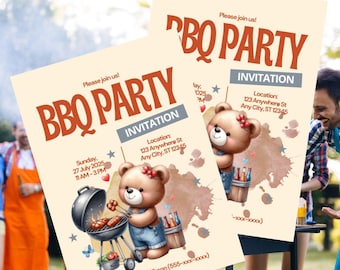 BBQ Party Invitation Editable Canva Template
