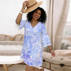 Purple Floral Dress Women - Etsy