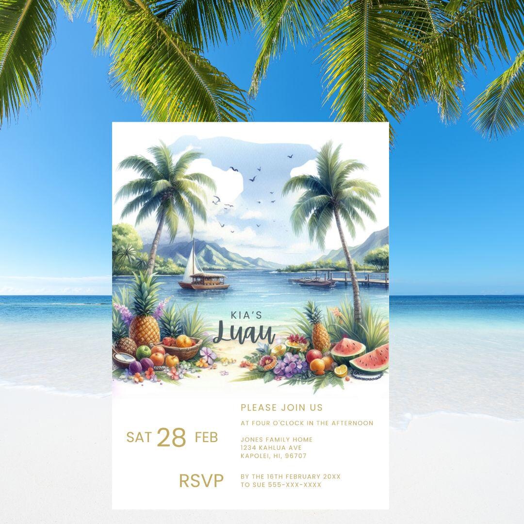 Hawaiian Luau Party Invitationtemplate Digital Download Printable Evite