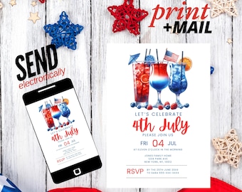 4th of July Invitation Canva Template Digital Download Printable Independence Day Invite