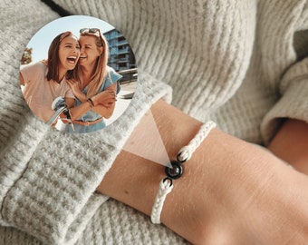 Bracelet personnalisé avec projection de photos, corde tressée minimaliste, bracelet commémoratif photo, cadeau pour lui pour elle