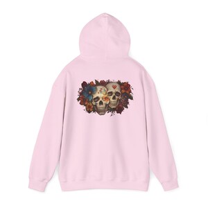 Colorful Mexican Skulls and Flowers Unisex Hoodie, Day of the Dead Sweatshirt, Skull Print Pullover, Dia de los Muertos Jumper, Mexican