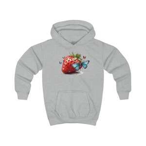 Long Sleeve Kids Girl Clothing, Kids Hoodie with Huge Strawberry Butterfly Print Graphic Printed Hoodie, Soft Fleece Pullover Hooded Hoodie zdjęcie 5