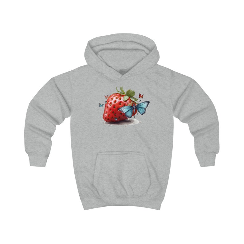 Long Sleeve Kids Girl Clothing, Kids Hoodie with Huge Strawberry Butterfly Print Graphic Printed Hoodie, Soft Fleece Pullover Hooded Hoodie zdjęcie 5