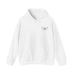 Butterfly Print Hoodie, White Butterfly Design Sweatshirt, Unisex Hooded Jumper, Cute Insect Pullover, Nature Lover Gift, Animal Graphic Top