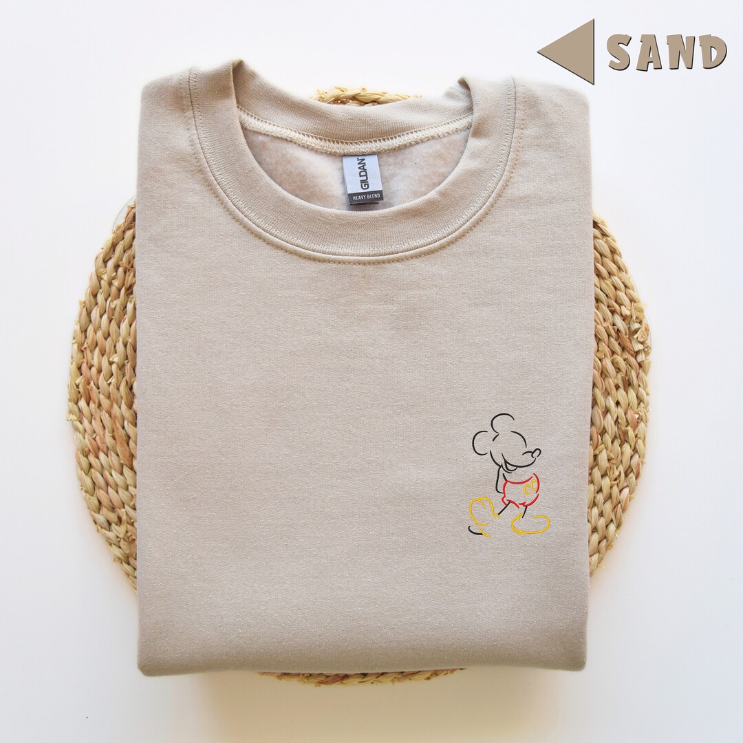 Embroidered Mickey Mouse Outline Sweatshirt, Mickey Shirt for Men ...