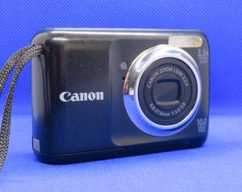 Vintage retro Canon Power shot A800 10 MP 3x3 opt zoom digital silver color top camera point shoot compact analog Christmas gift y2k 2000s