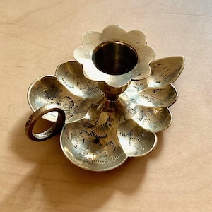 Vintage Brass Cellar Rat Hand Candle Holder