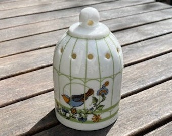 Porcelain caged bird decor potpourri holder