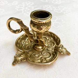 Antique Brass Art Deco Cellar Rat Candle Holder