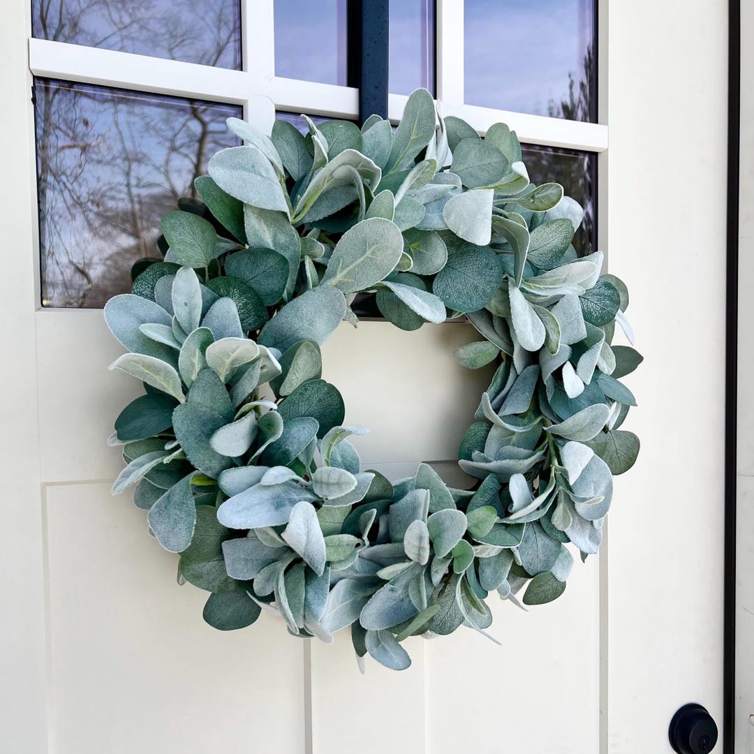 Lambs Ear Wreath for Front Door | Silver Dollar Eucalyptus Wreath ...