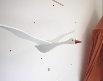 White goose bird mobile | Nursery bird mobile | Wooden flying birds | Children's room decoration