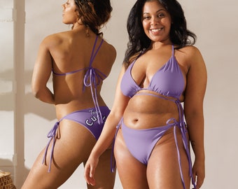 Purple Team Curvy String Bikini