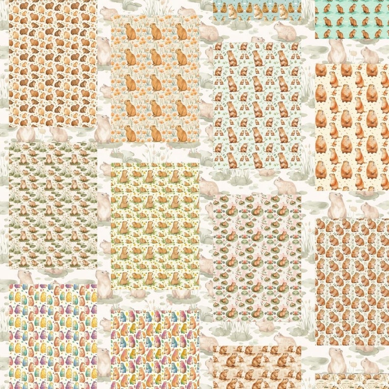 Capybara so Cute, Seamless Patterns Capybara Textures Digital Paper ...