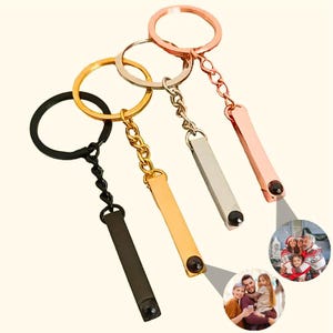 Photo Projection Bar Keychain, Custom Photo Keyring, Couples Memorial Keychain, Personalized Keychain For Mama, Christmas Gift For Her/Him