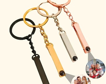 Photo Projection Bar Keychain, Custom Photo Keyring, Couples Memorial Keychain, Personalized Keychain For Mama, Christmas Gift For Her/Him