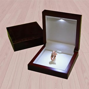 Luxury Wooden Jewelry Gift Box with LED Light, Elegant Display Case for Necklace, Ring, Bracelet  Premium Gift Packaging for Events