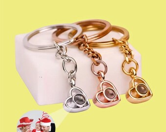 Personalized Photo Projection Keyring, Custom Picture Keychain for Him, Pet Keychain with Photo Inside, Gift for Dad Husband, Christmas Gift