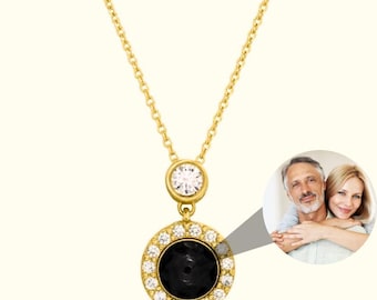 Photo Projection Necklace, Personalized Photo Necklace, Custom Charm Memorial Necklace, Annivasary Gift For MAMA, Christmas Gift for Her