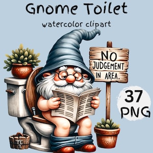 Toilet Gnome Clipart, Divertente Gnome PNG, ClipArt di Gnome, Citazione divertente della toilette di Gnome, Citazioni divertenti di Gnome nella Clipart della toilette, Download digitale