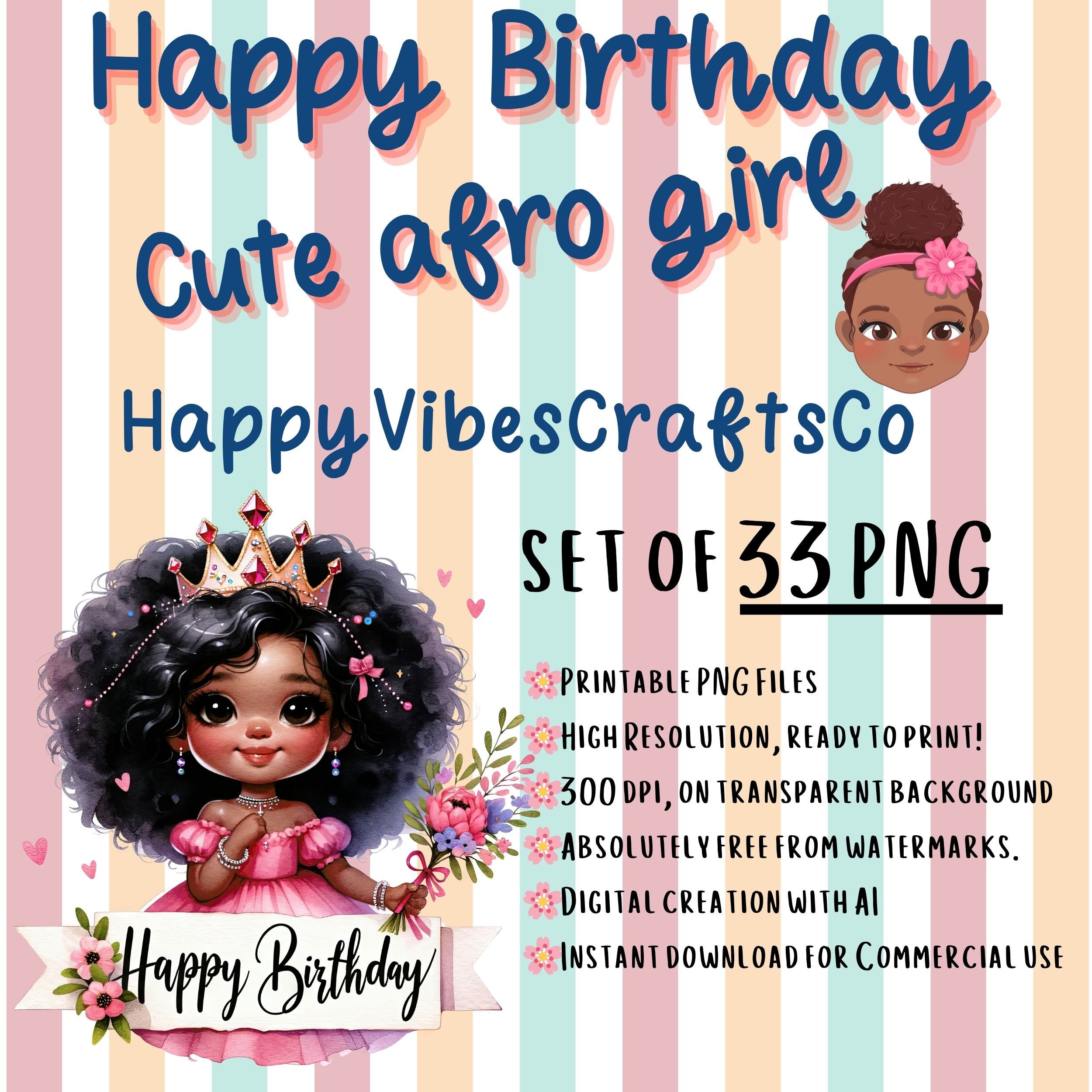 Happy Birthday Cute Afro Girl , Celebrate Birthday With Cute Afro Girl
