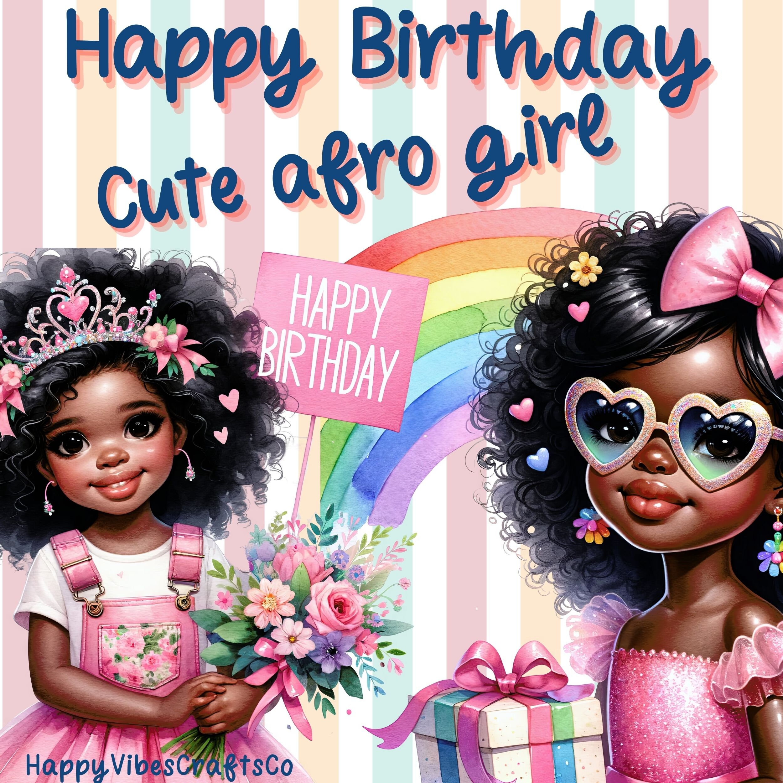 Happy Birthday Cute Afro Girl , Celebrate Birthday With Cute Afro Girl
