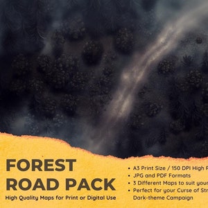 3 Forest Road D&D Map, Pathfinder, D&D Map, Dungeons and Dragons, Fantasy Map, Roll20, Fantasy Map, VTT, AI Digital Map