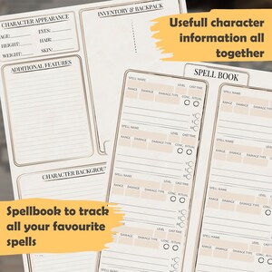 DnD 5e Monk Character Sheet: High Quality Fillable PDF for 5th edition Dungeons and Dragons Supplement for Inventory & Spells image 3