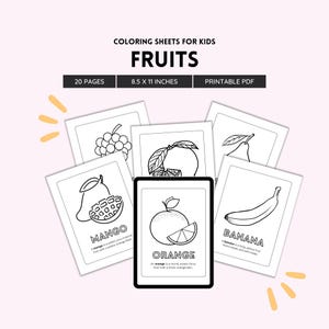 Fruit Coloring Pages, Coloring Book, Digital Download, Coloring Sheets, Kids Coloring Sheets, Chute Fruit Coloring, Fruit Printable PDF File