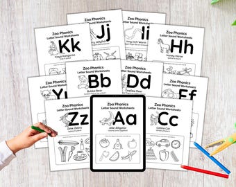 Dierentuingeluiden, homeschool afdrukbaar, alfabetkunst, afdrukbare kleuren, kinderalfabet, kindermuurkunst, montessorimaterialen, pdf voor kleuters, afdrukbare kleuren