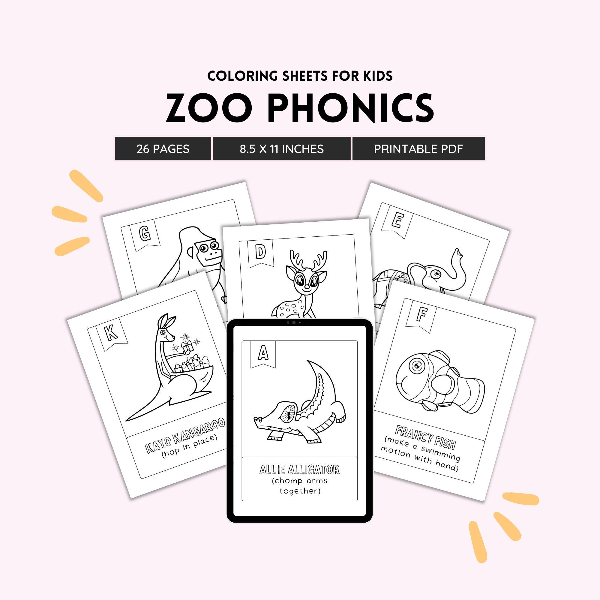 Zoo Phonics, Alphabet Coloring Pages, Preschool Worksheets, Printable