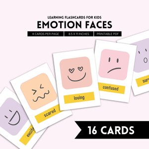 Caras de emociones, caras de cómic, diseño de caras de dibujos animados, caras de sentimientos, póster de sentimientos, actividad de emociones, emociones para niños, tarjetas de emociones, archivo PDF
