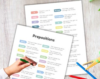 Voorzetsels, spraakdelen, activiteit voorzetsel, logopedie, leren voorschoolse, grammaticales, woorden voorzetsel, pdf-download