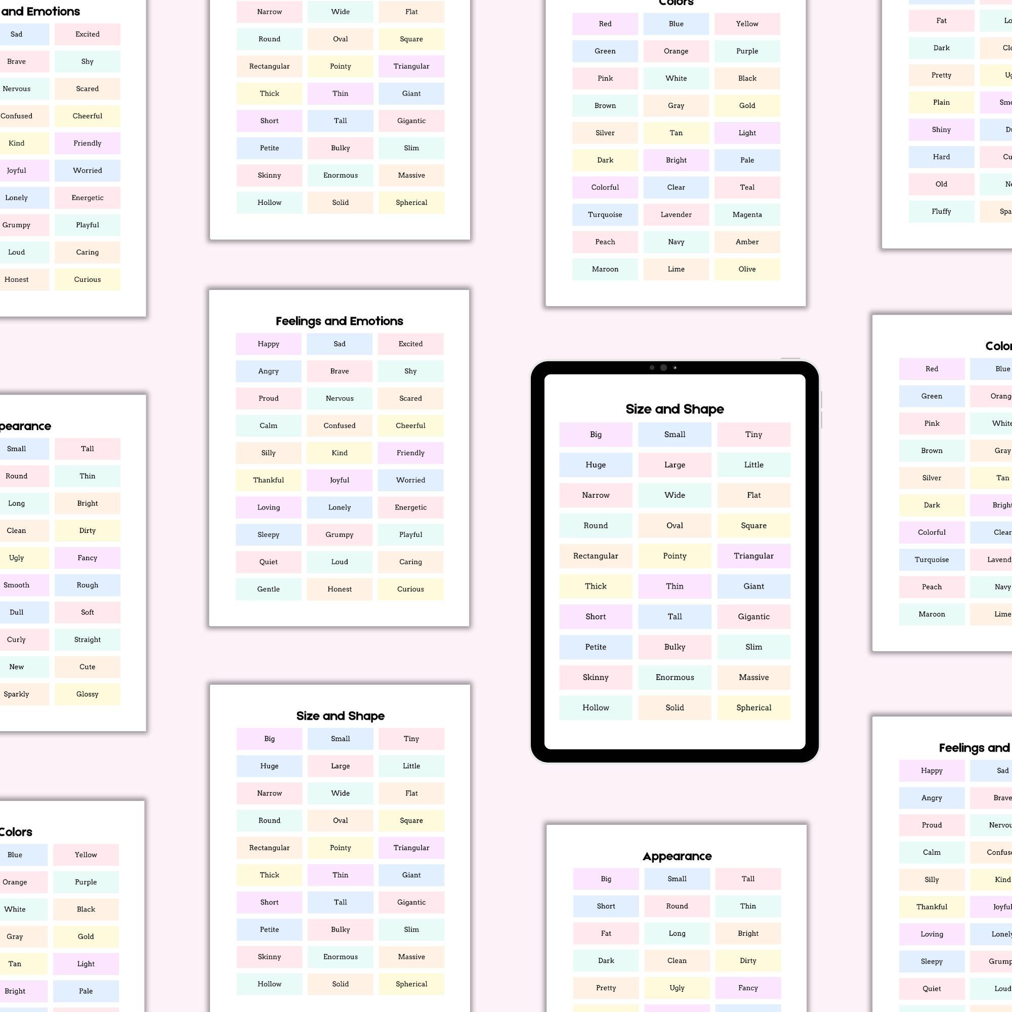 Adjectives List Printable | Color PDF | English Grammar Reference Chart ...