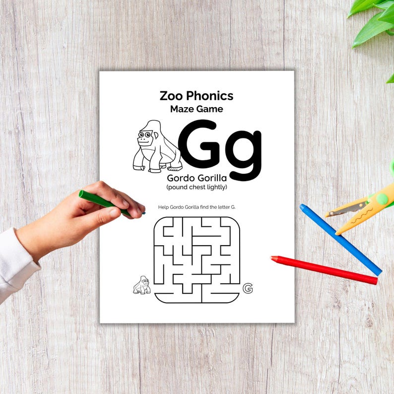 Zoo Phonics, Coloring Pages, Maze Game, Preschool Worksheets, Printable