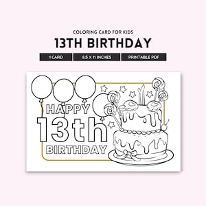 Joyeux 13e anniversaire, cadeau de 13e anniversaire, fête de 13e anniversaire, 13e anniversaire de fille, joyeux anniversaire, carte de 13e anniversaire, fichier PDF d'anniversaire d'adolescent