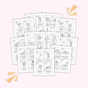 Pu&ograve; includere: Carte stampabili in bianco e nero con illustrazioni di diversi animali. Ogni carta ha il nome dell'animale e una breve descrizione. Le carte sono progettate per imparare sugli animali.