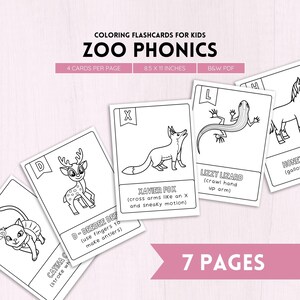 Zoo Phonics, materiale stampabile per l'istruzione parentale, alfabeto artistico, materiale da colorare stampabile, alfabeto per l'asilo nido, decorazioni murali per bambini, materiali Montessori, PDF per la scuola materna immagine 2