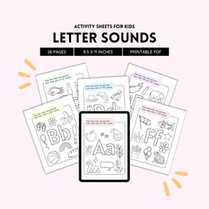 Sonidos de las letras, sonidos iniciales, reconocimiento de letras, material imprimible para preescolar, aprender a leer, actividad fonética, clasificación de sonidos de las letras, archivo PDF