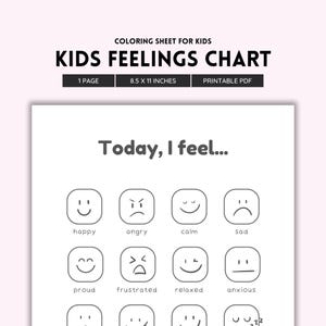 Kids Feelings Chart Coloring Page | Emotions & Feelings Printable | Social Emotional Learning Activity | Preschool and Homeschool Resource